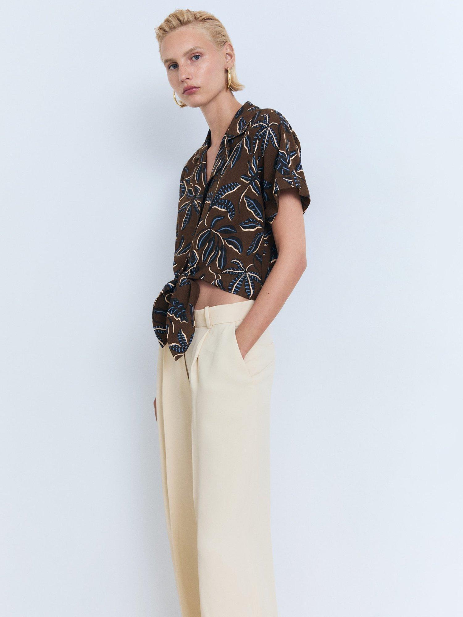 Product image 7 of 9, which shows Mango Life Leafs Knot Detail Shirt, Brown, 10