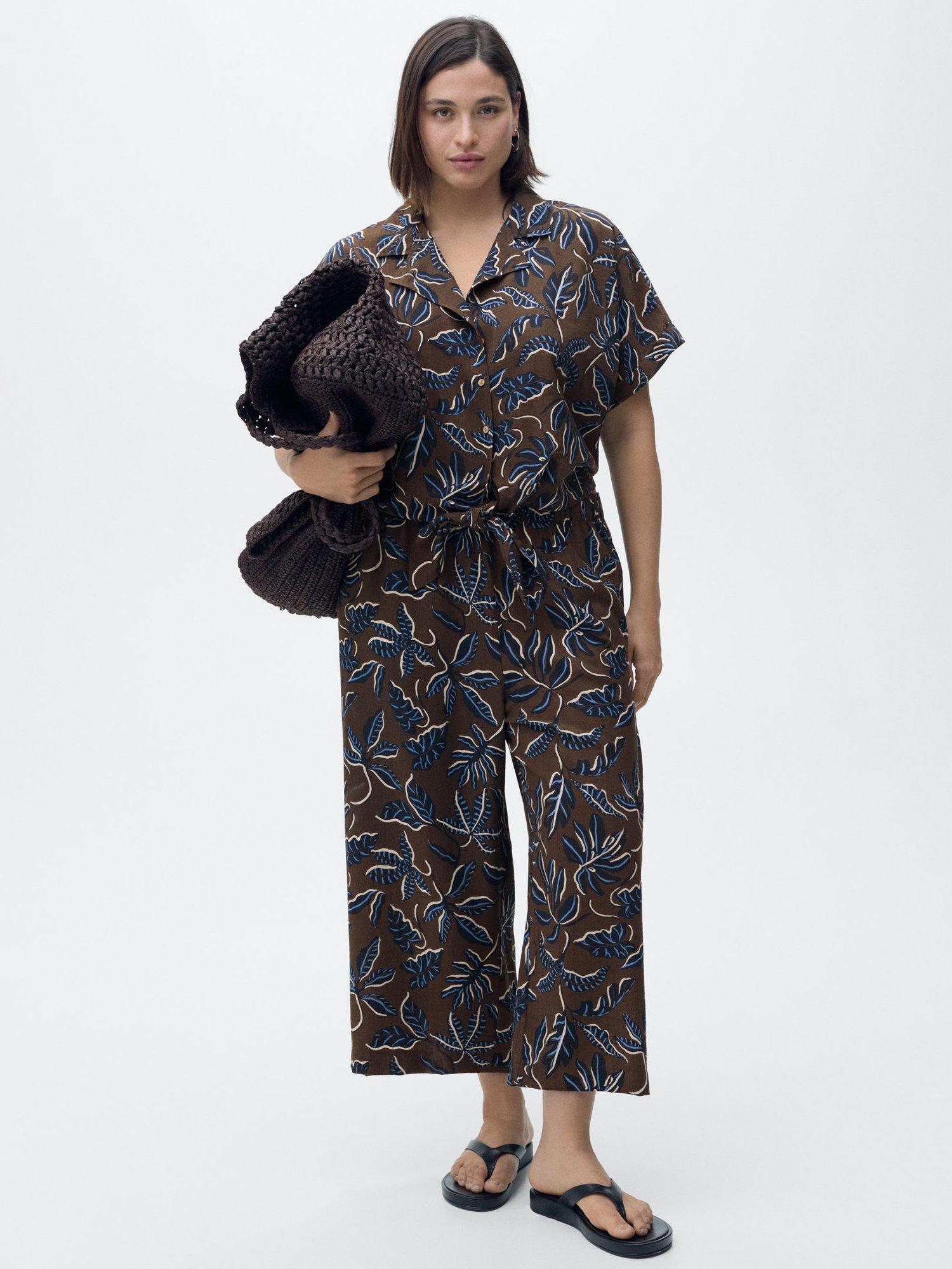 Product image 8 of 9, which shows Mango Life Leafs Knot Detail Shirt, Brown, 10