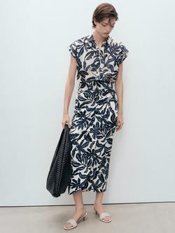 Mango Merci Leaf Sleeveless Shirt, Light Beige/Multi - view 2, Light Beige/Multi