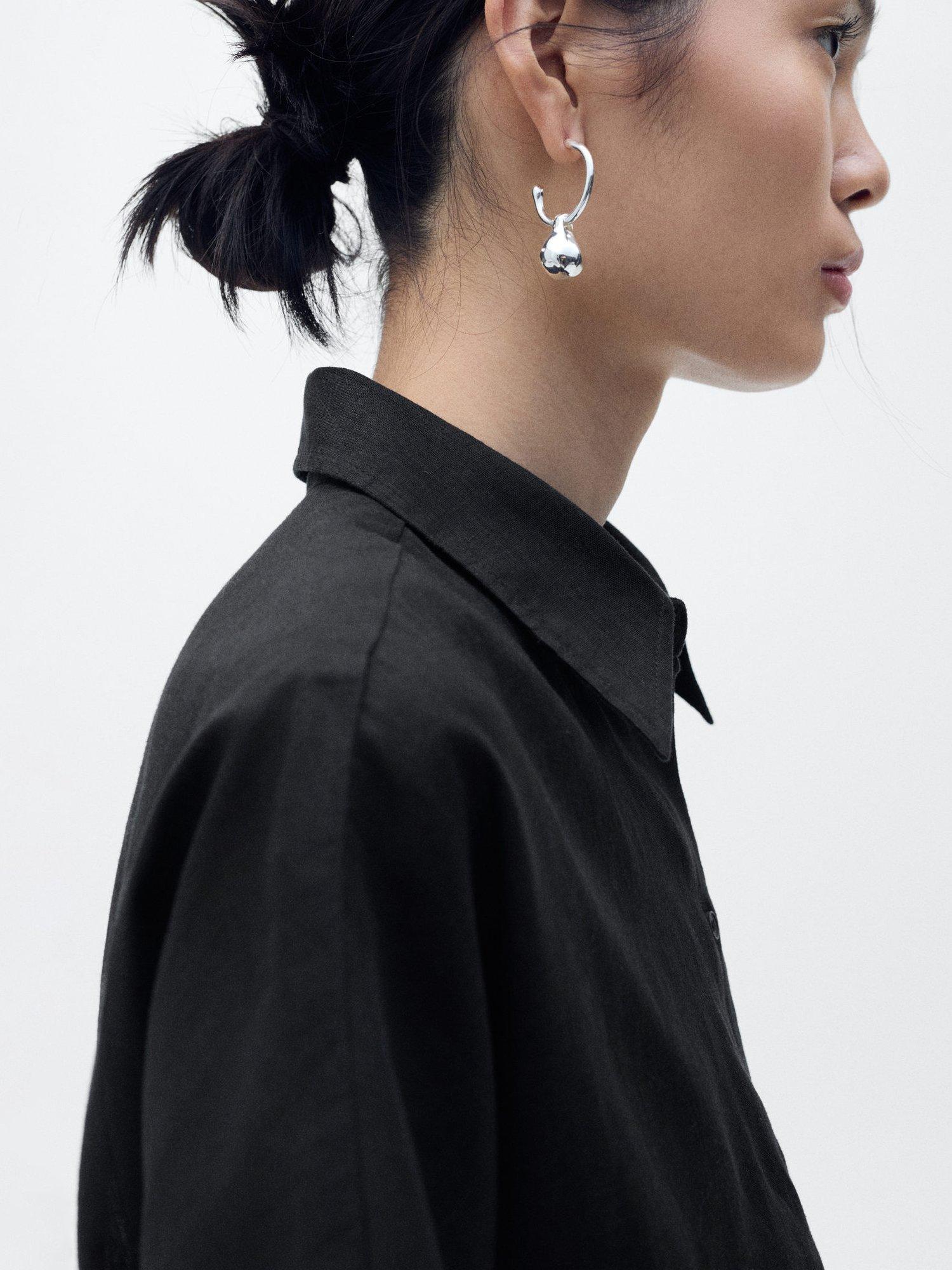Product image 6 of 7, which shows Mango Pai Linen Rich Short Sleeve Shirt, Black, 10