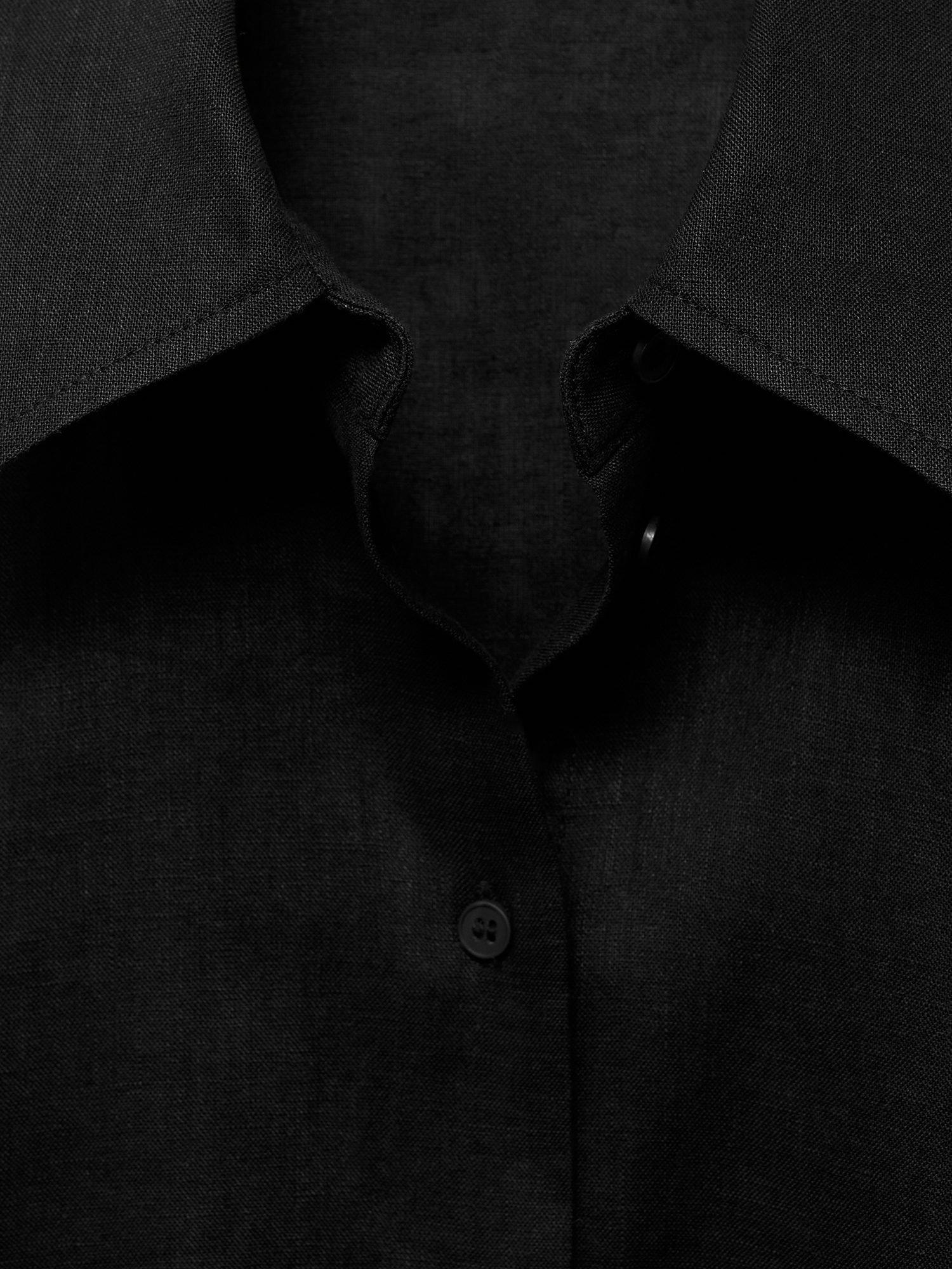 Product image 7 of 7, which shows Mango Pai Linen Rich Short Sleeve Shirt, Black, 10