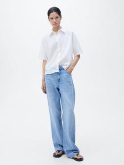 Mango Pai Regular Fit Linen-Cotton Shirt, Natural White - view 2, Natural White