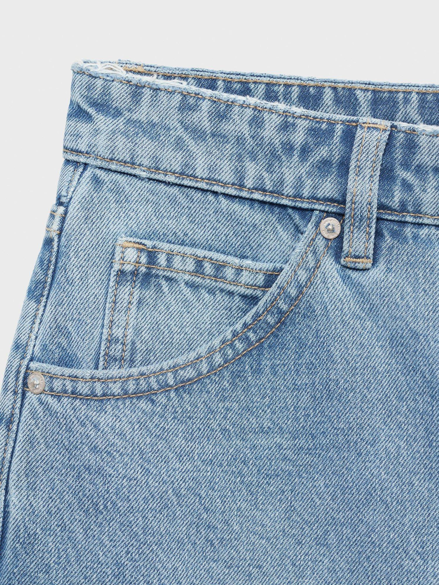 Product image 5 of 7, which shows Mango Anne Frayed Hem Denim Bermuda Shorts, Open Blue, 10