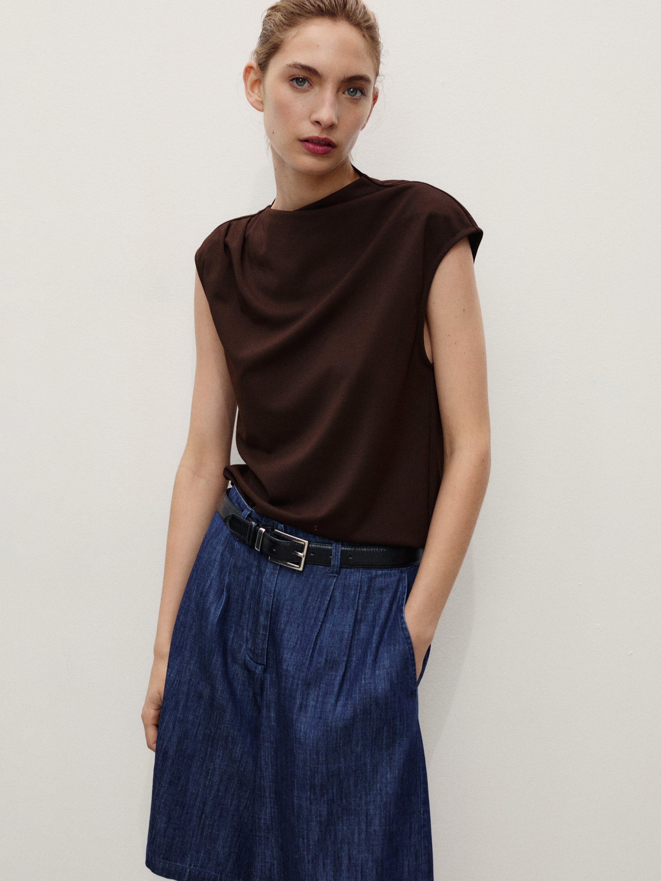 Product image 4 of 7, which shows Mango Paros Wide Leg Shorts, Open Blue, 4