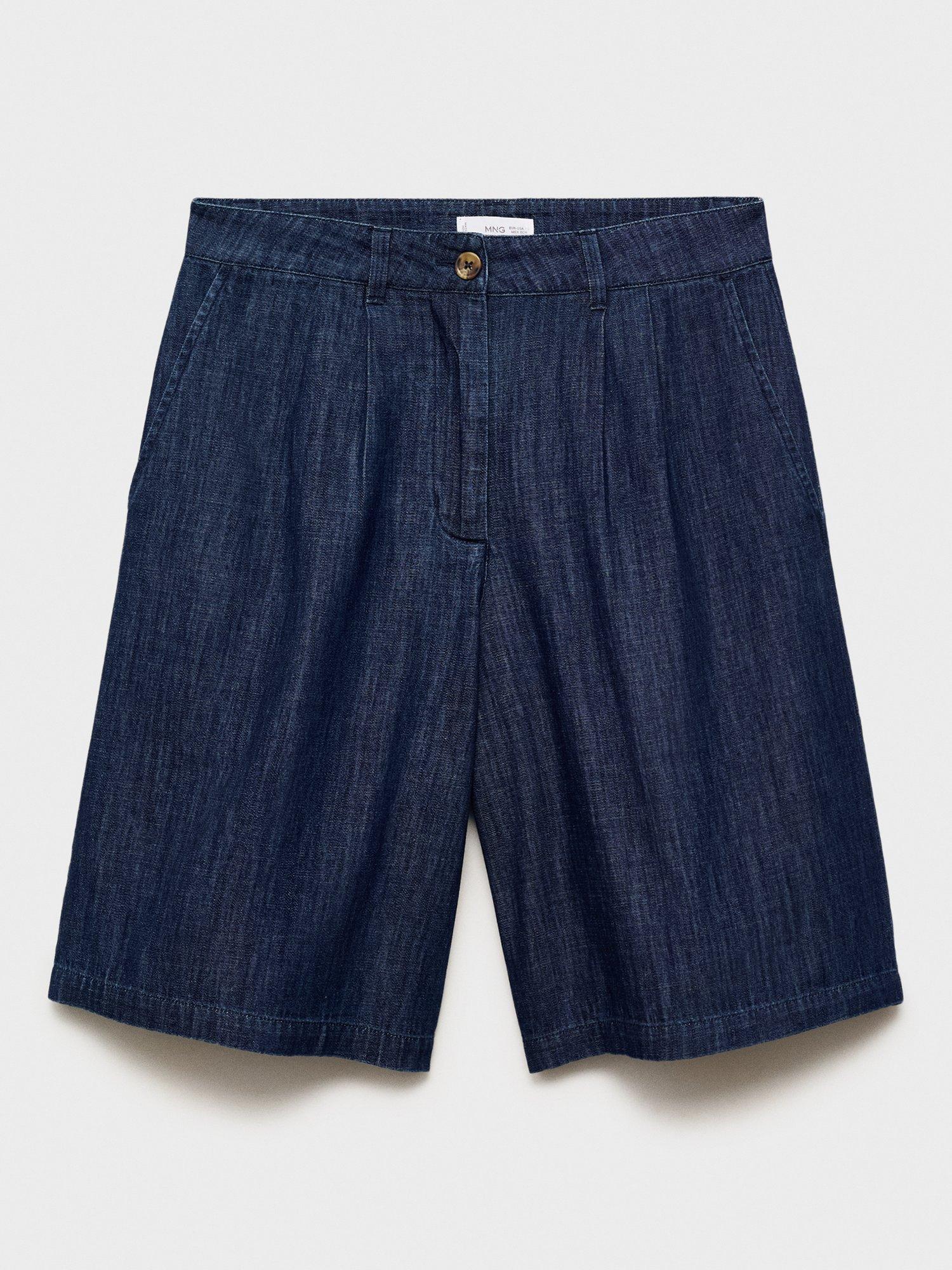 Product image 5 of 7, which shows Mango Paros Wide Leg Shorts, Open Blue, 4