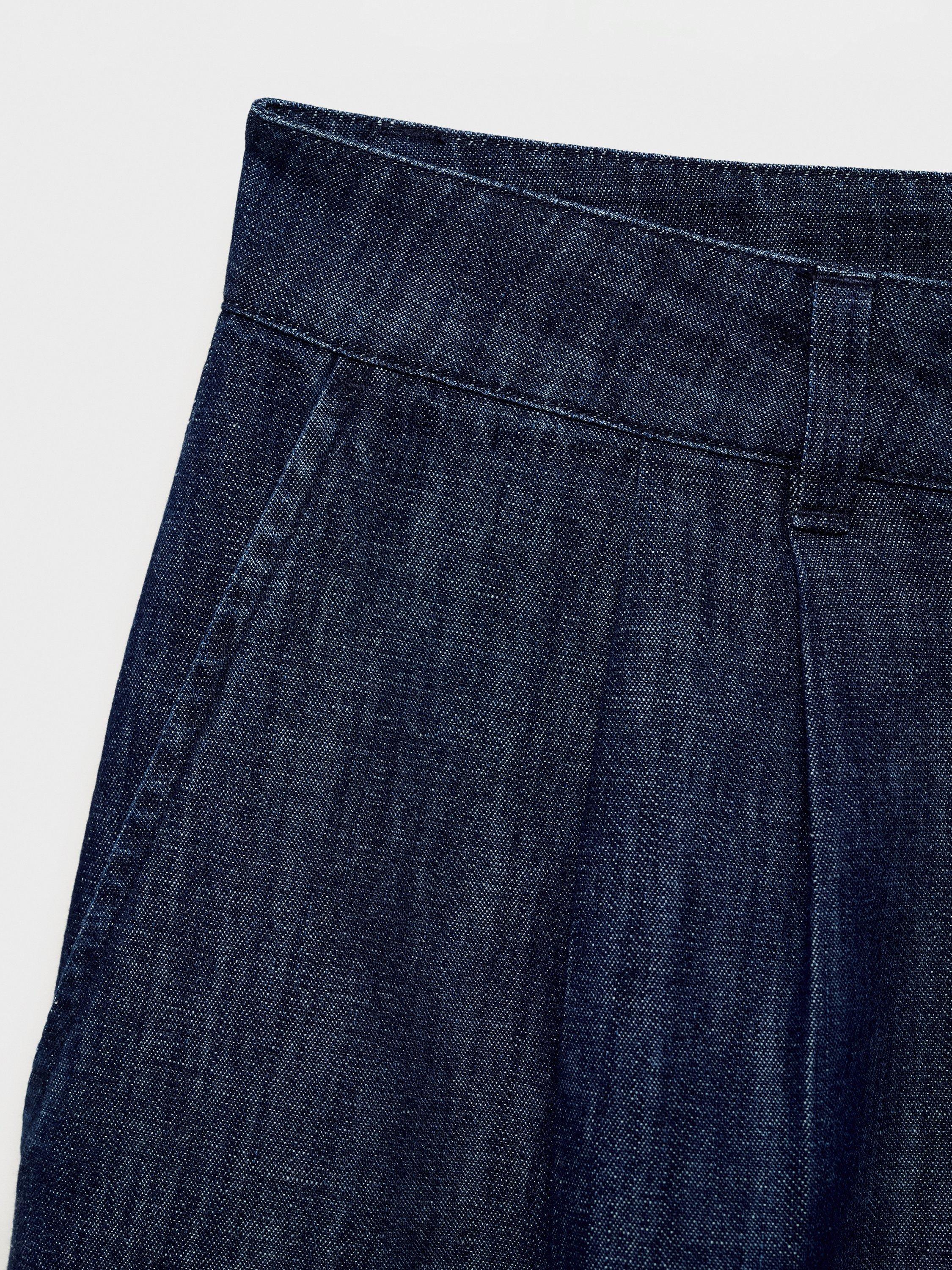 Product image 7 of 7, which shows Mango Paros Wide Leg Shorts, Open Blue, 4