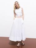 Mango Creta Flared Midi Skirt, White