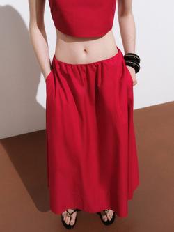 Mango Creta Plain Midi Skirt, Red