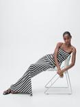 Mango Falcon Cotton Blend Striped Knitted A-Line Zip Skirt