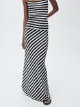 Mango Falcon Cotton Blend Striped Knitted A-Line Zip Skirt