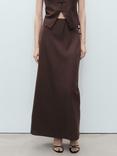 Mango Laguna Side Button Detail Skirt, Dark Brown
