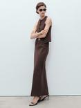 Mango Laguna Side Button Detail Skirt, Dark Brown