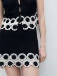Mango Ton Circle Crochet Mini Skirt, Black, Black