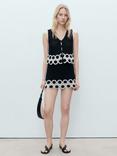 Mango Ton Circle Crochet Mini Skirt, Black, Black