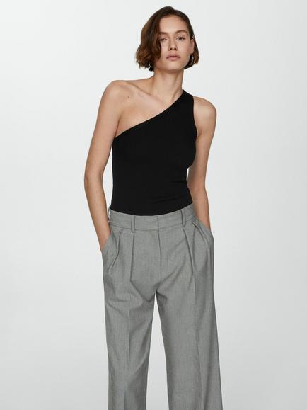 Mango Asim One Shoulder Knit Top, Black