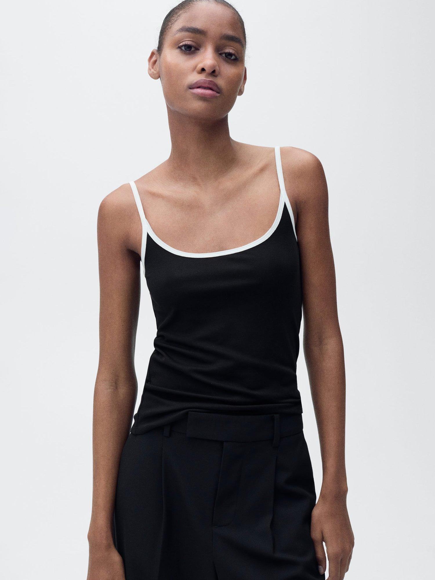 Product image 1 of 7, which shows Mango Aurora Scoop Neck Top, Black, S