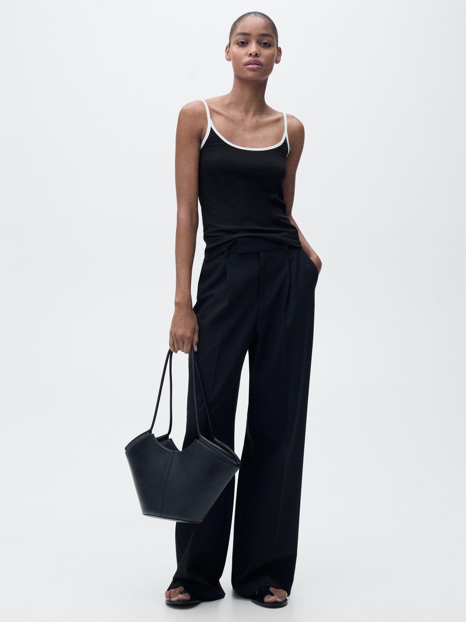 Product image 2 of 7, which shows Mango Aurora Scoop Neck Top, Black, S