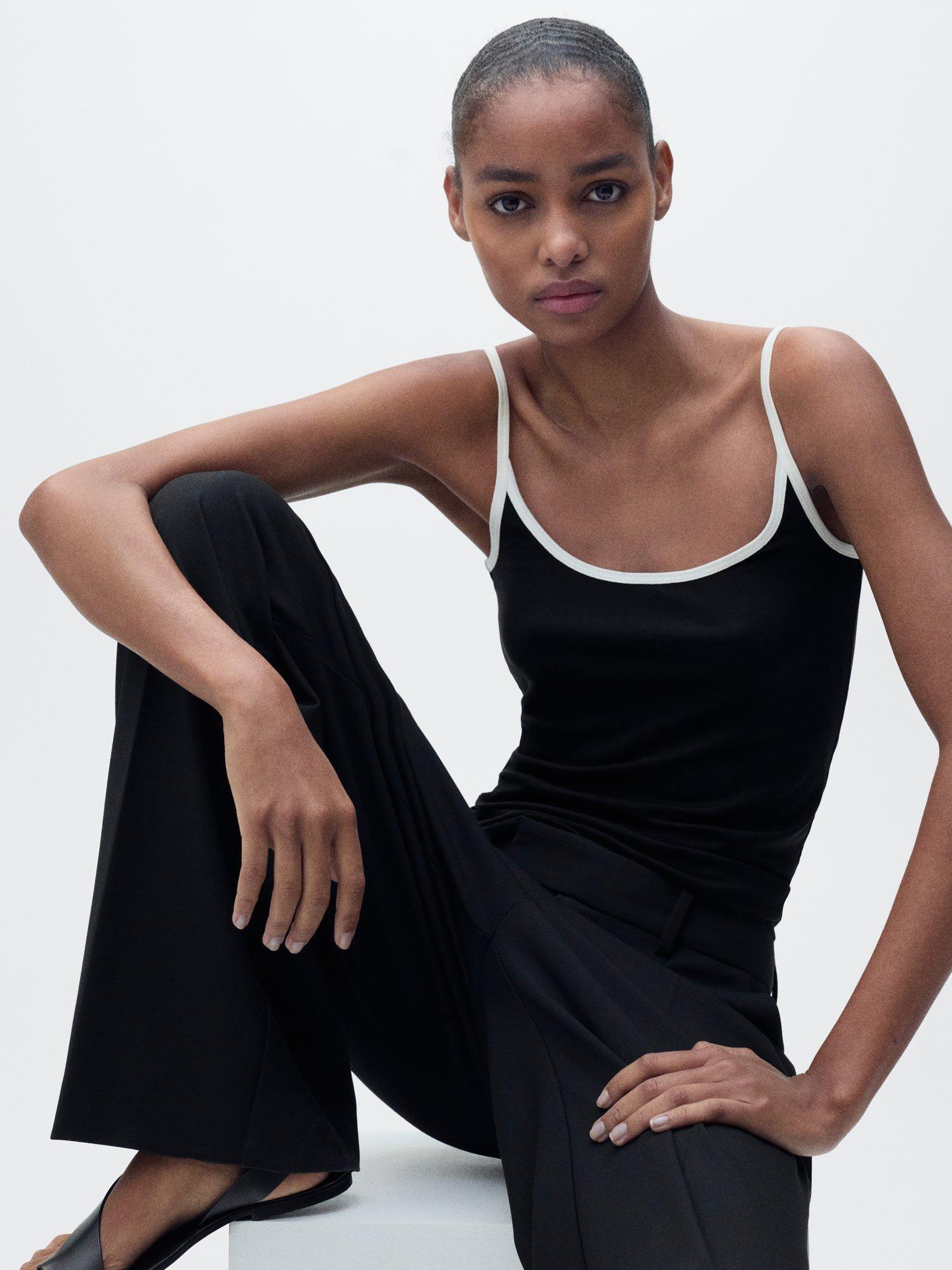 Product image 6 of 7, which shows Mango Aurora Scoop Neck Top, Black, S