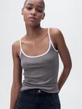 Mango Aurora Scoop Neck Top, Grey