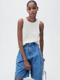 Mango Goose Crochet Knit Top, Natural White