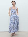 Mango Indigo Floral Crop Top, White/Multi