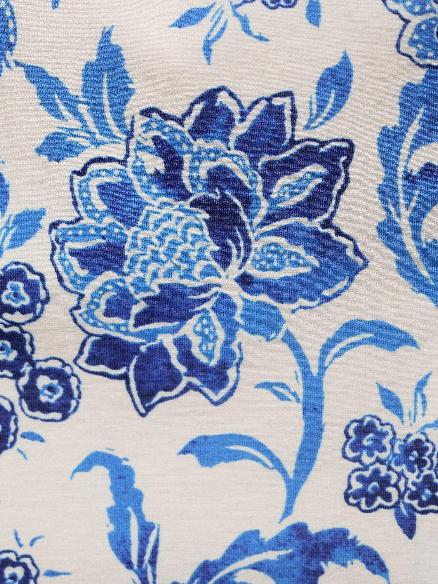 Product image 7 of 7, which shows Mango Indigo Floral Crop Top, White/Multi, S