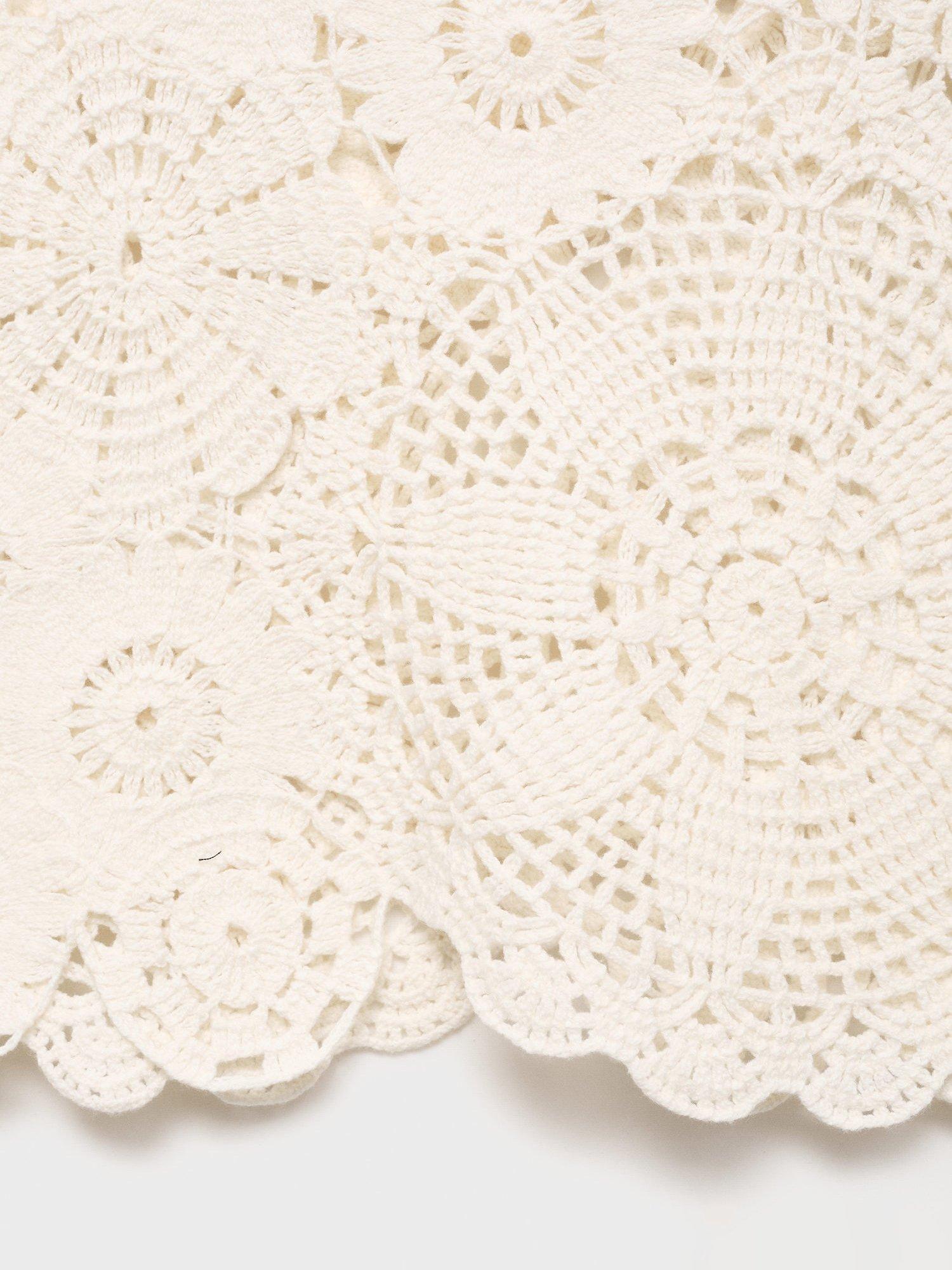 Product image 5 of 8, which shows Mango Garden Floral Crochet Top, Light Beige, L