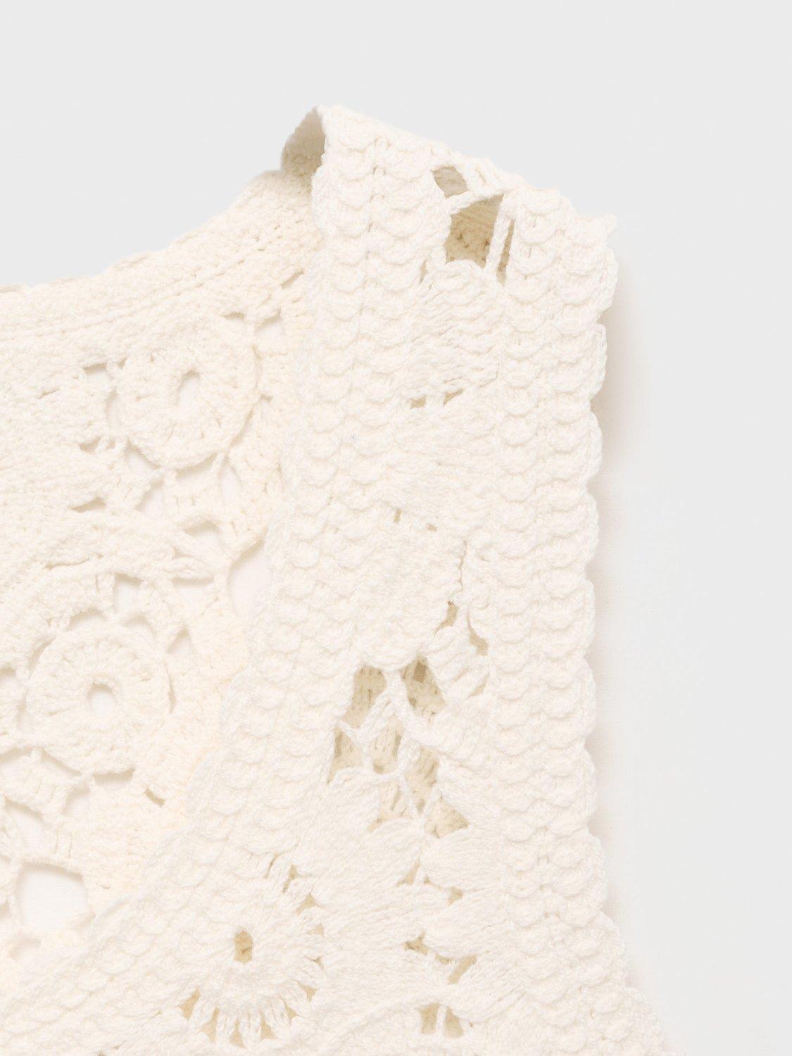 Product image 8 of 8, which shows Mango Garden Floral Crochet Top, Light Beige, L