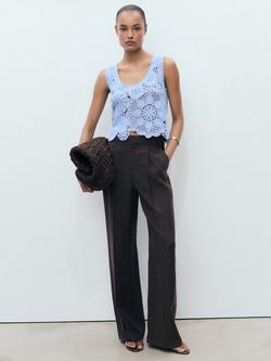 Mango Garden Floral Crochet Top, Pastel Blue - view 2, Pastel Blue