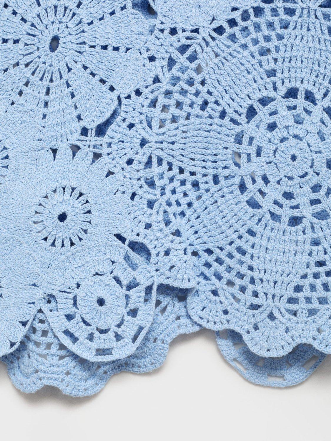 Product image 5 of 8, which shows Mango Garden Floral Crochet Top, Pastel Blue, L