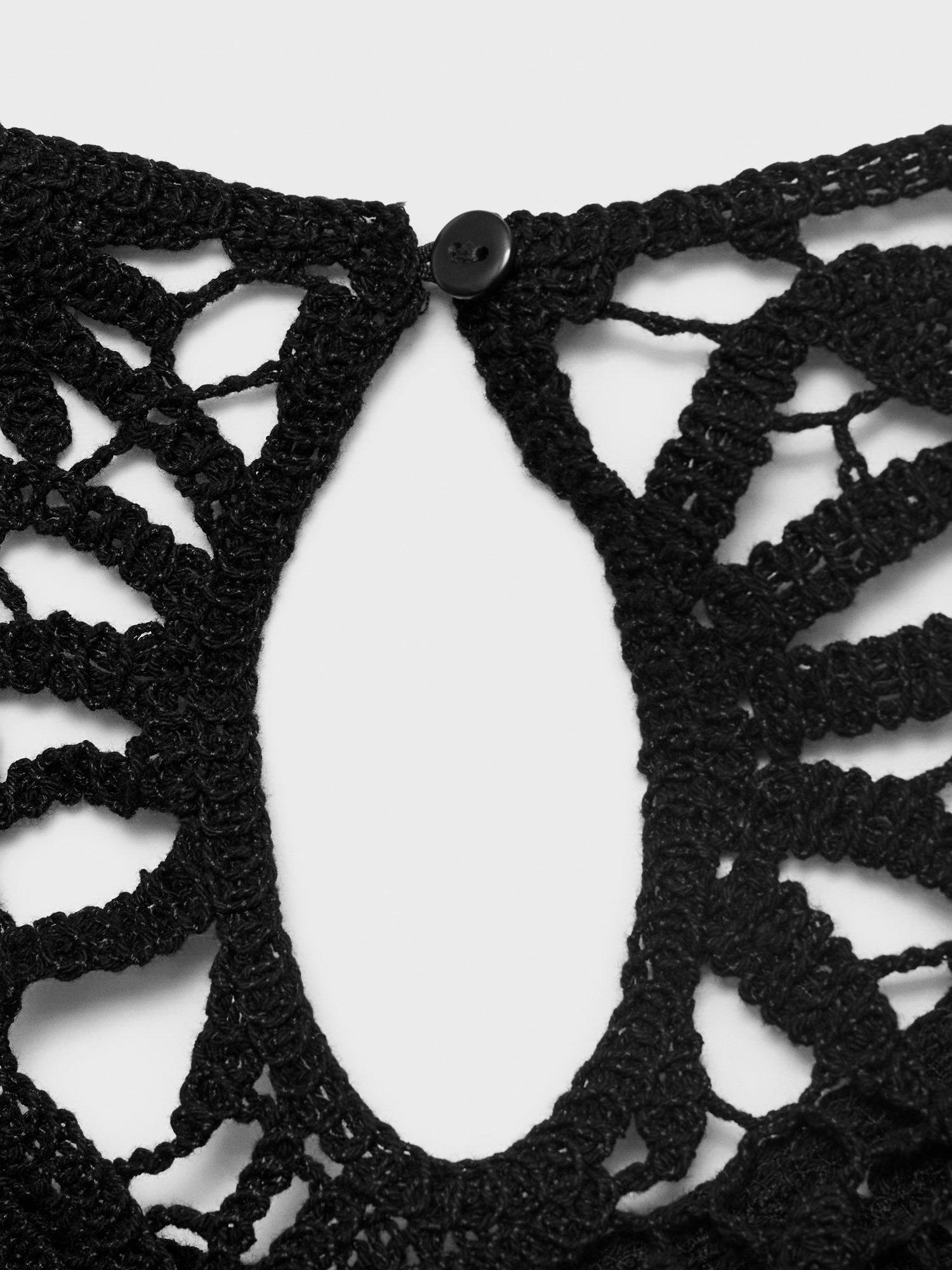 Product image 5 of 7, which shows Mango Giardino Crochet Knit Top, Black, S