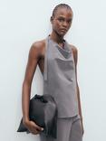 Mango Mali Open Back Drape Top, Grey