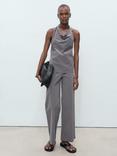 Mango Mali Open Back Drape Top, Grey