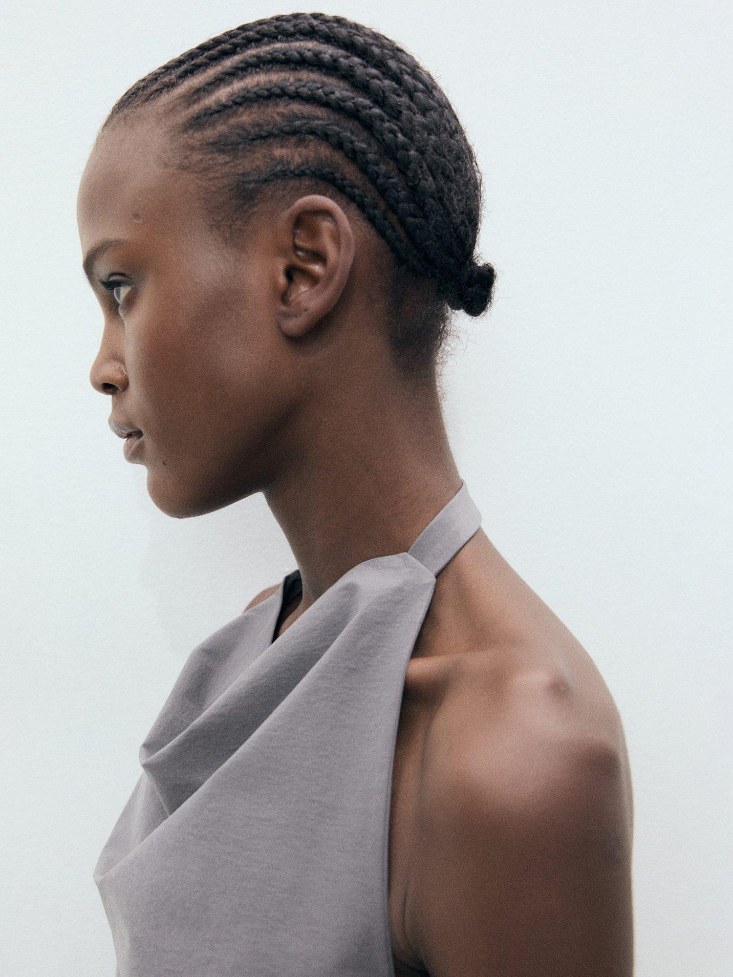 Product image 6 of 8, which shows Mango Mali Open Back Drape Top, Grey, L