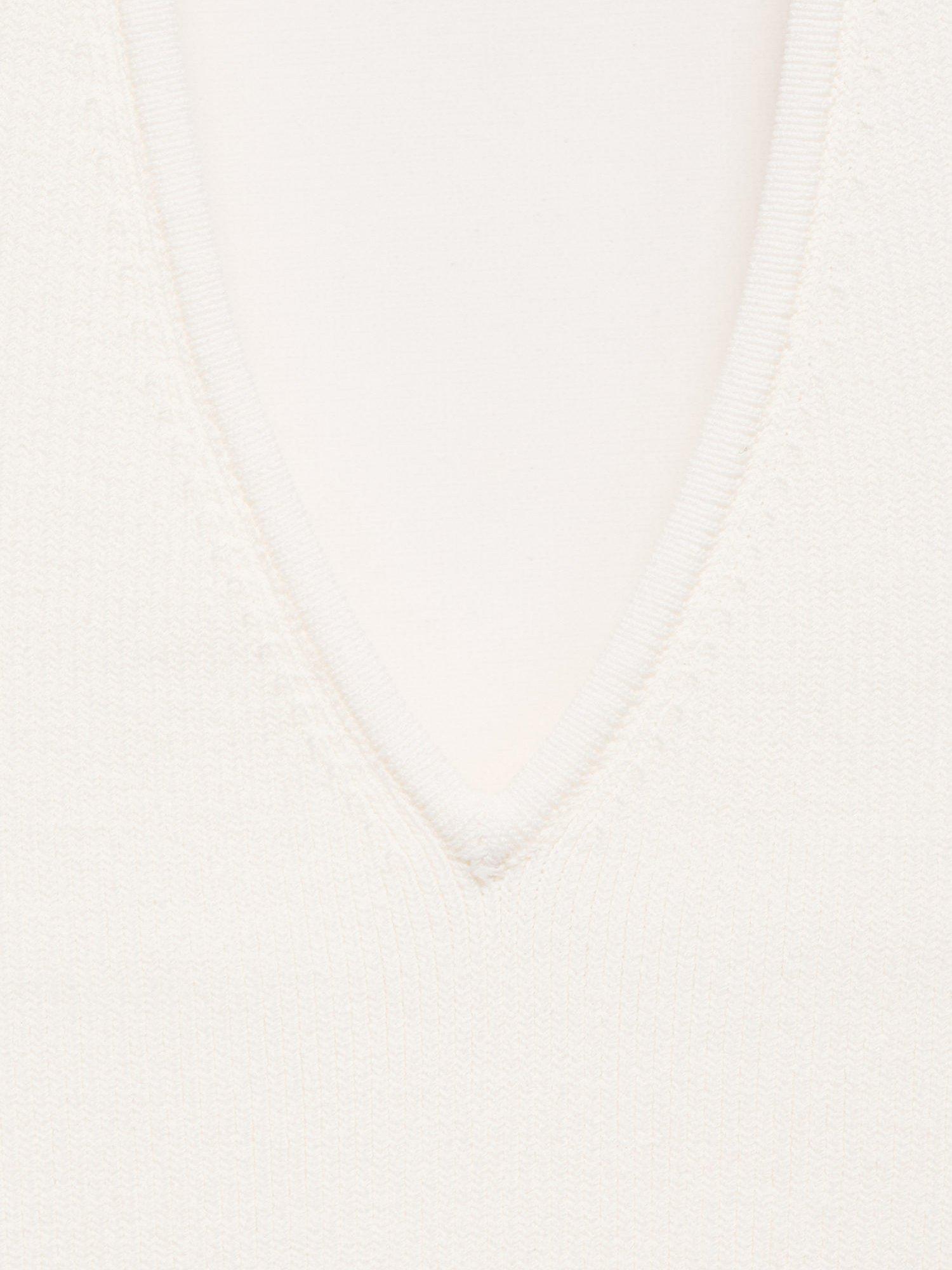 Product image 7 of 7, which shows Mango Norma Sleeveless Ribbed Halterneck V Neck Top, Light Beige, L