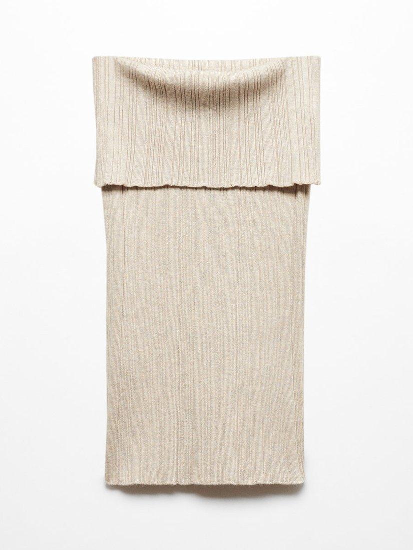 Product image 3 of 6, which shows Mango Paulina Strapless Knit Top, Pastel Grey, XS