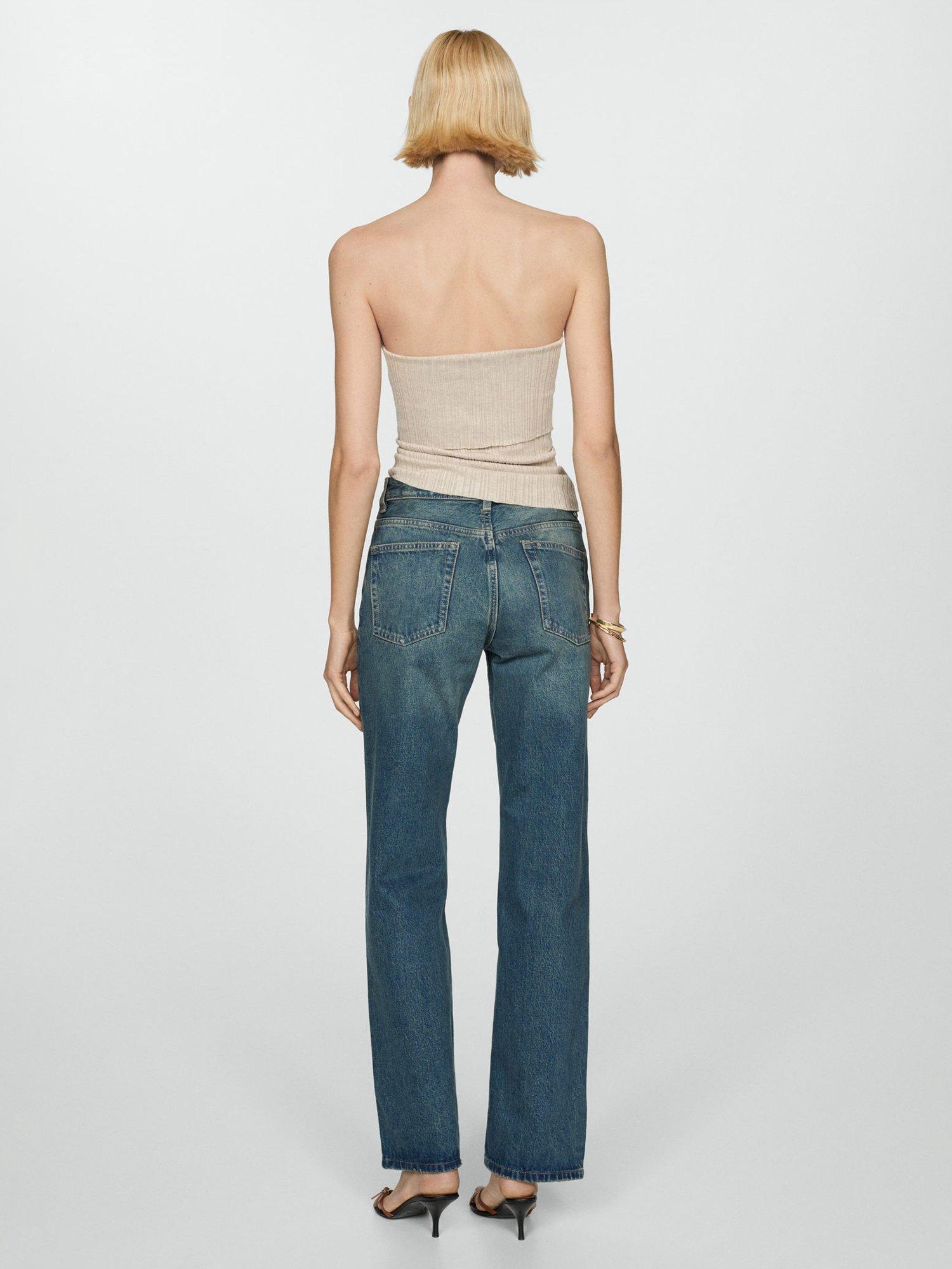 Product image 4 of 6, which shows Mango Paulina Strapless Knit Top, Pastel Grey, XS