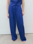 Mango Bonnie Bow Belt Tailored Trousers, Medium Blue