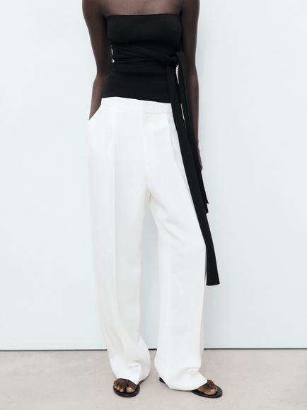 Mango Bruma Tailored Trousers, White, White