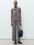 Mango Mali Belted Straight Leg Trousers, Grey