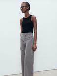 Mango Mali Belted Straight Leg Trousers, Grey