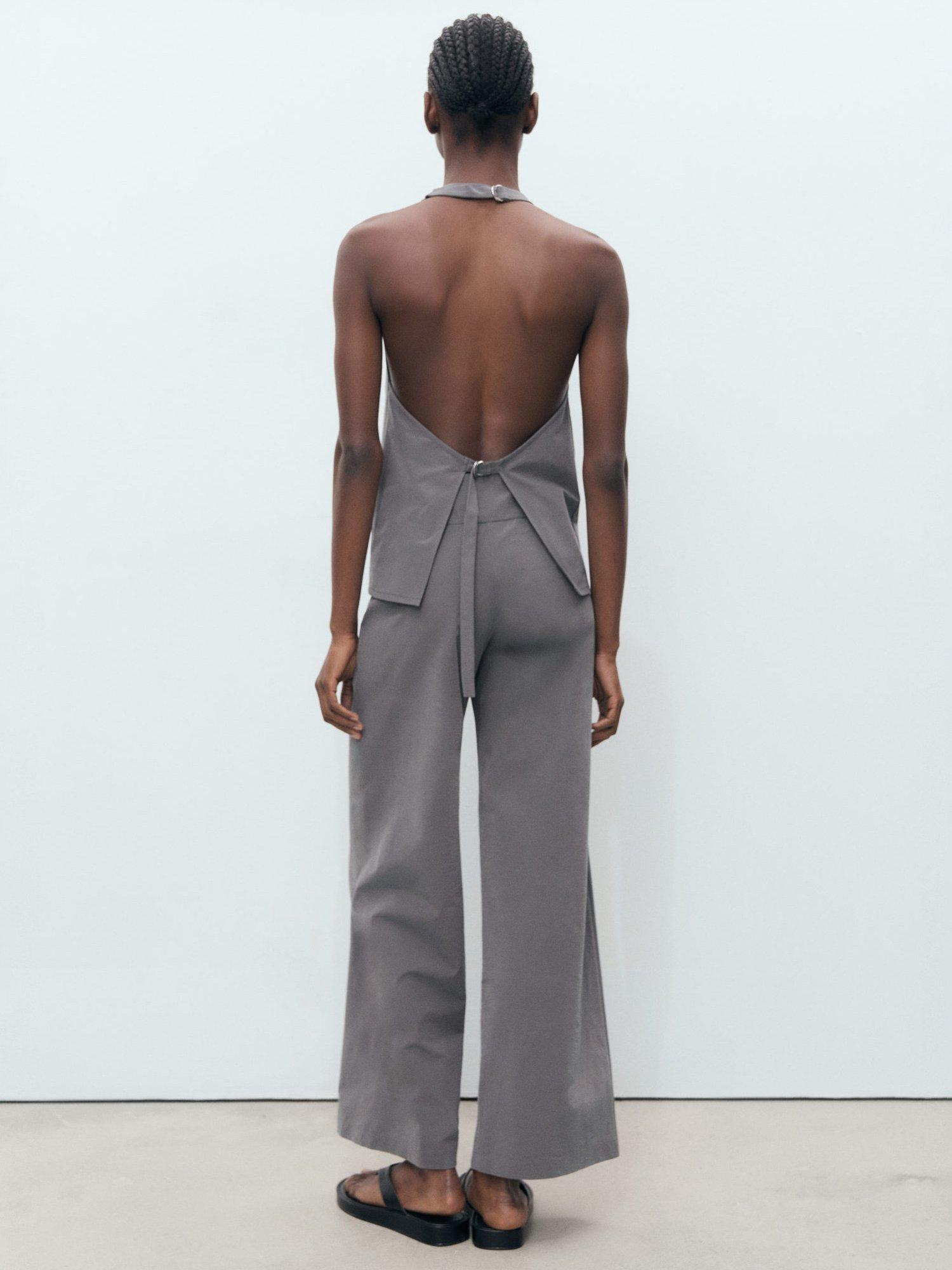 Product image 4 of 6, which shows Mango Mali Belted Straight Leg Trousers, Grey, L
