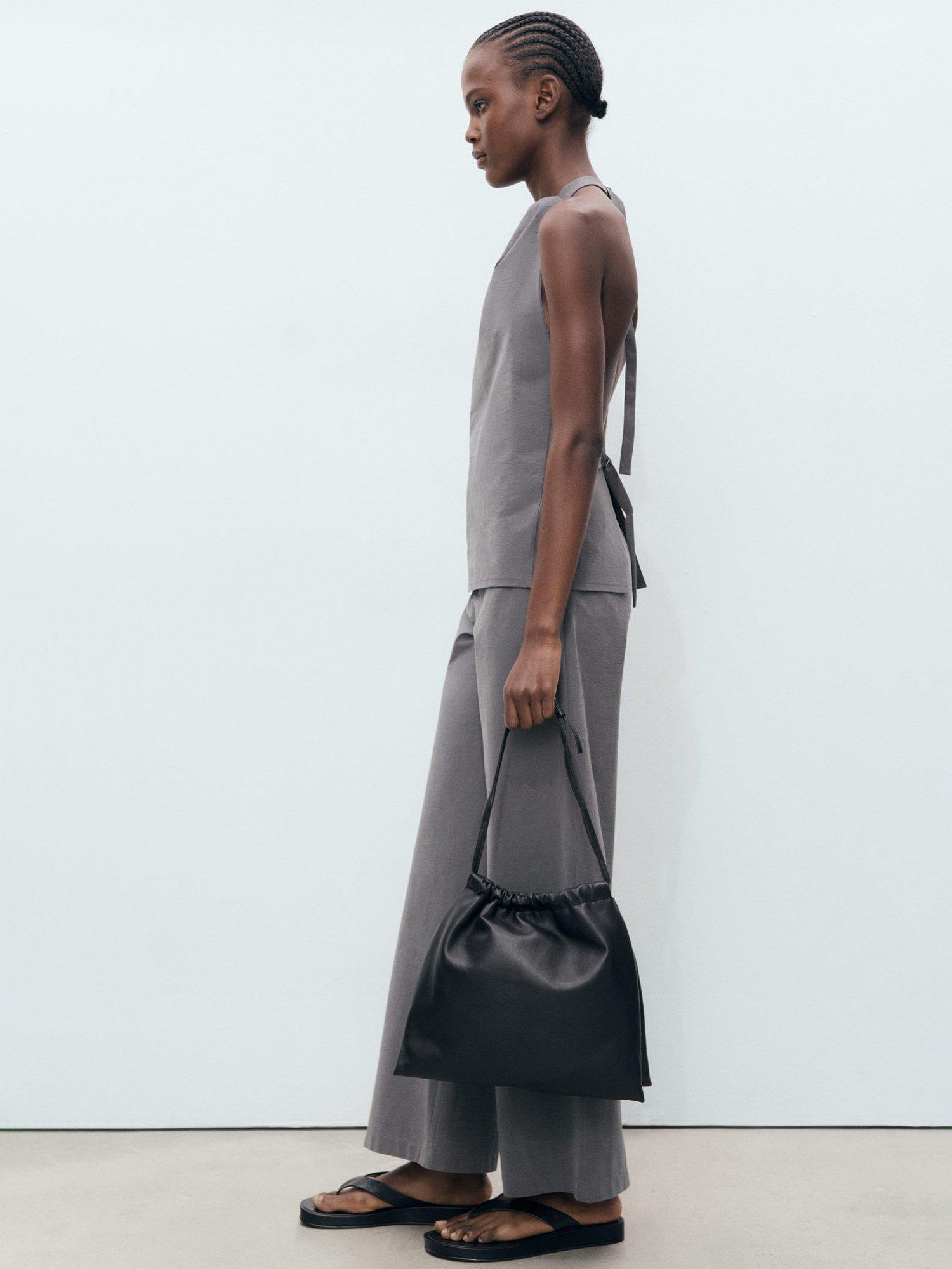 Product image 5 of 6, which shows Mango Mali Belted Straight Leg Trousers, Grey, L