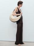 Mango Magnolia Open Work Knit Trousers, Dark Brown