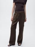 Mango Olive Pure Linen Cargo Trousers