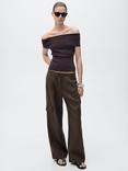 Mango Olive Pure Linen Cargo Trousers