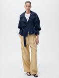 Mango Olive Pure Linen Cargo Trousers