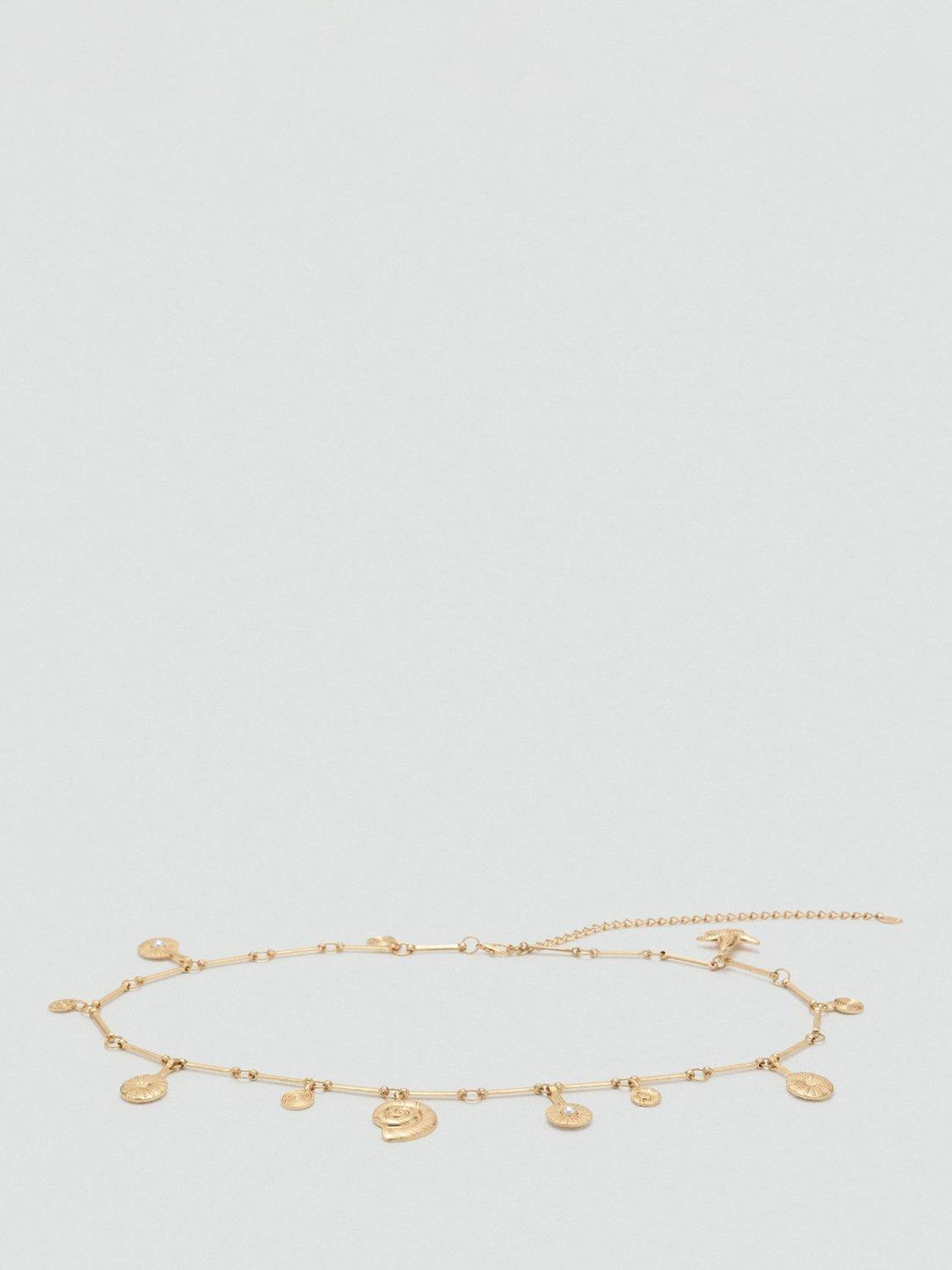 Product image 1 of 3, which shows Mango Hanging Charms Belt, Gold