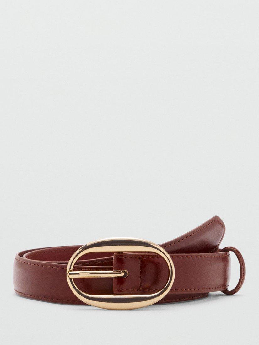 Product image 1 of 4, which shows Mango Martina Oval Buckle Belt, Brown, S