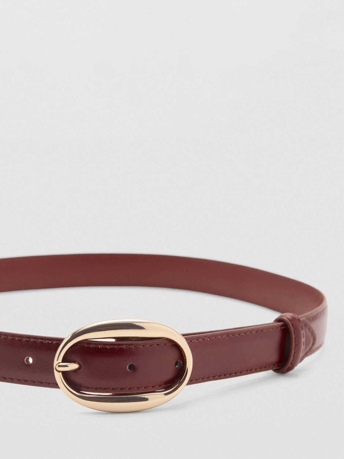 Product image 3 of 4, which shows Mango Martina Oval Buckle Belt, Brown, S